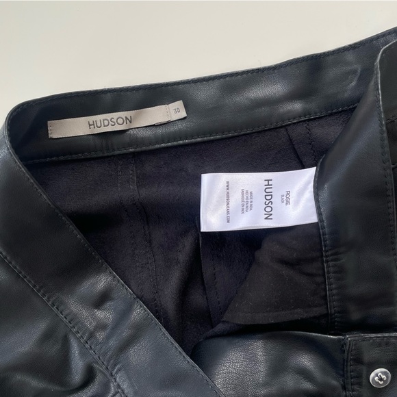 HUDSON Jeans Women's Black Pleated Rosie Faux Leather Wide Leg Pants Size 30 - Picture 6 of 12